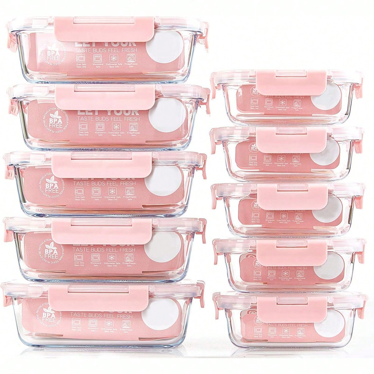 Meal Prep Lunch - 10 Pack Glass Meal Prep Containers,