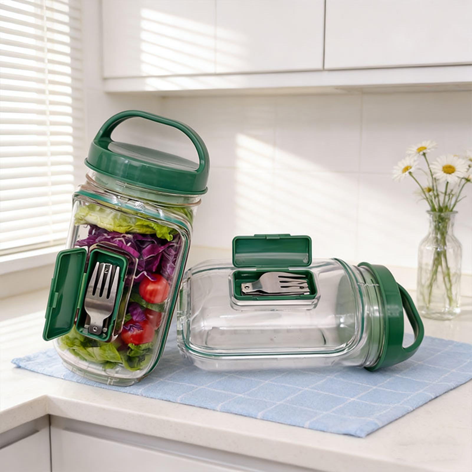 Meal Prep Lunch - 1000ml Leakproof Salad Container Salad Jar