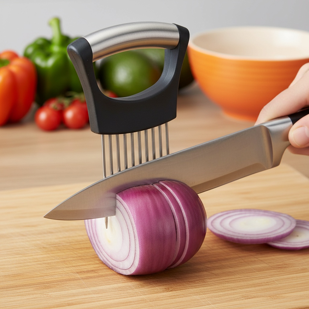 1pc Stainless Steel Onion Slic - Onion Holder Slicer 评论和价格