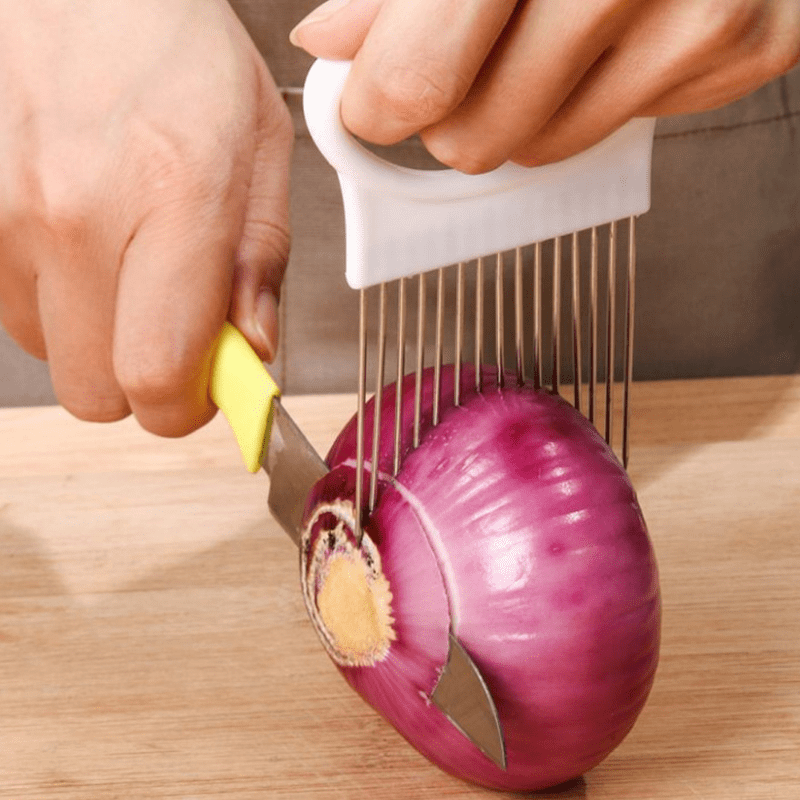 1/4PC Stainless Steel Onion Ne - Onion Holder Slicer 评论和价格