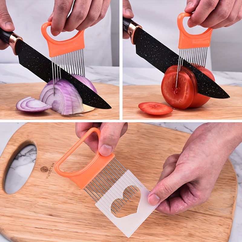 1/4PC Stainless Steel Onion Ne - Onion Holder Slicer 评论和价格