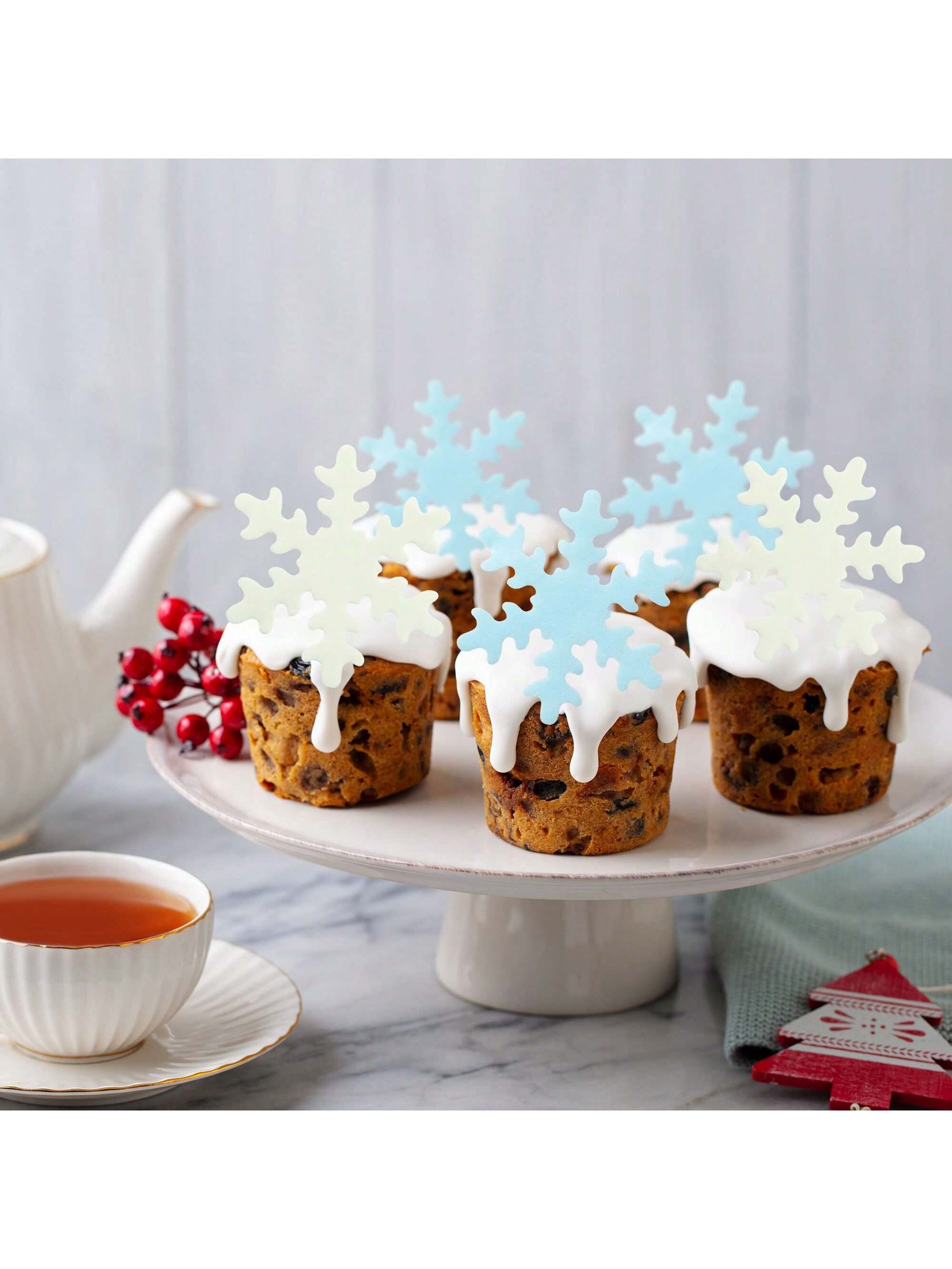 50Pcs Blue White Cupcake Toppe - Meal Prep Frozen 评论和价格