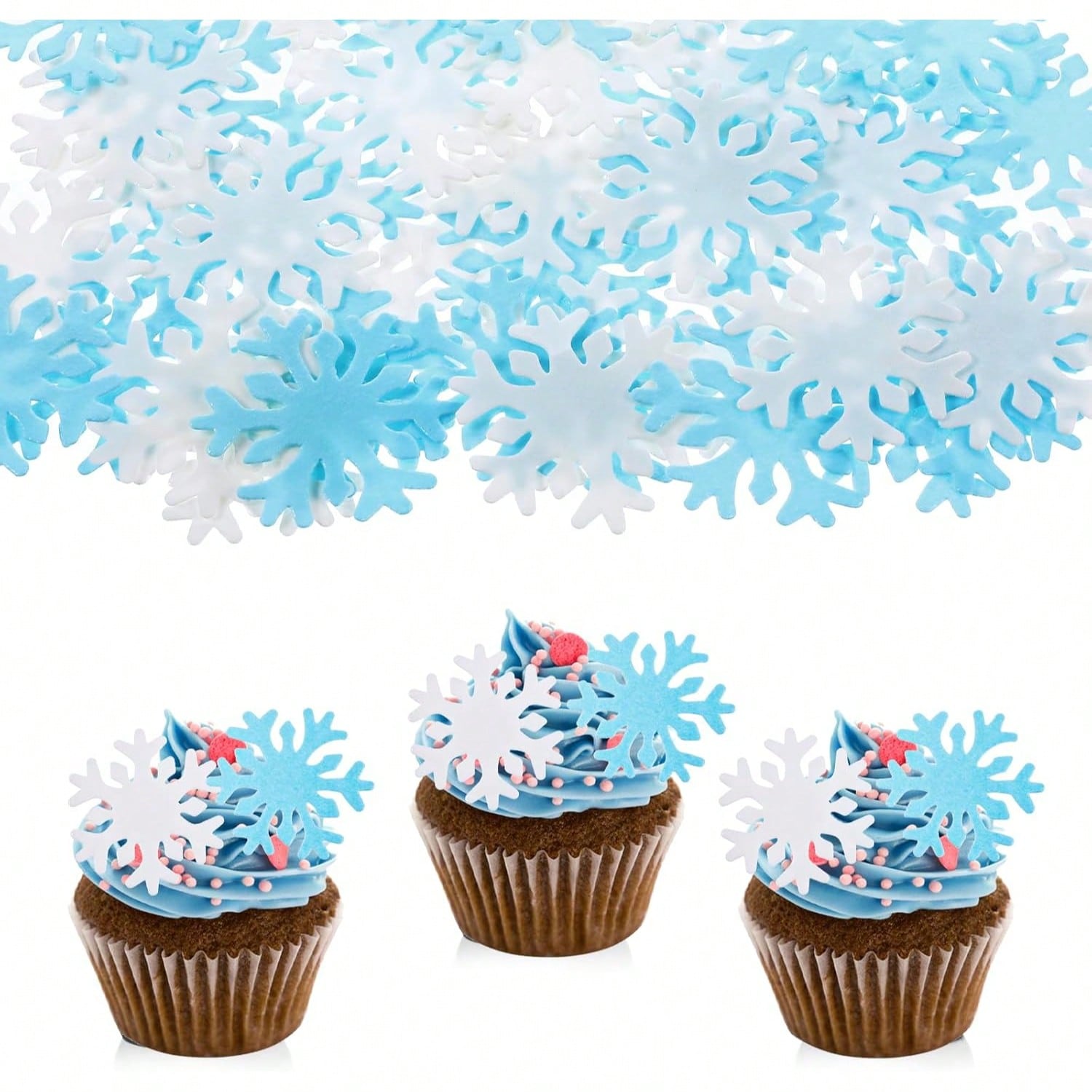 50Pcs Blue White Cupcake Toppe - Meal Prep Frozen 评论和价格