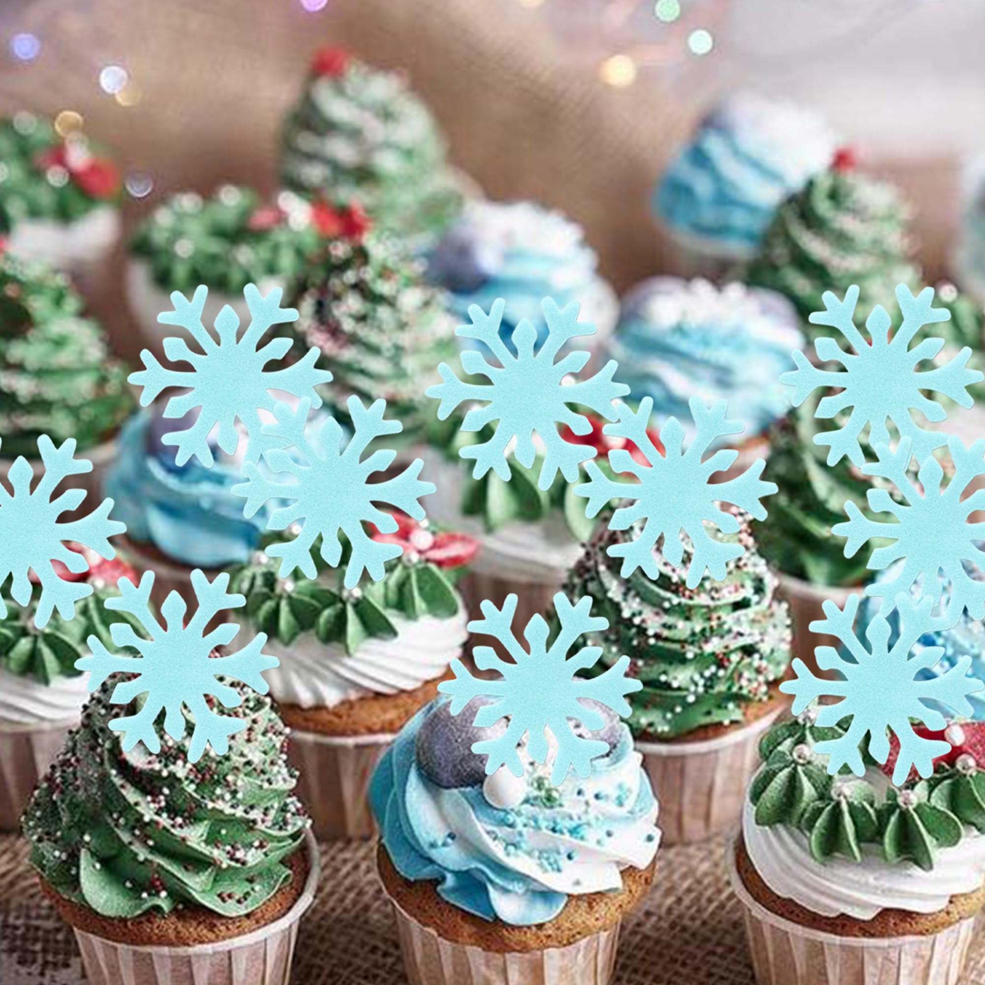 50Pcs Blue White Cupcake Toppe - Meal Prep Frozen 评论和价格