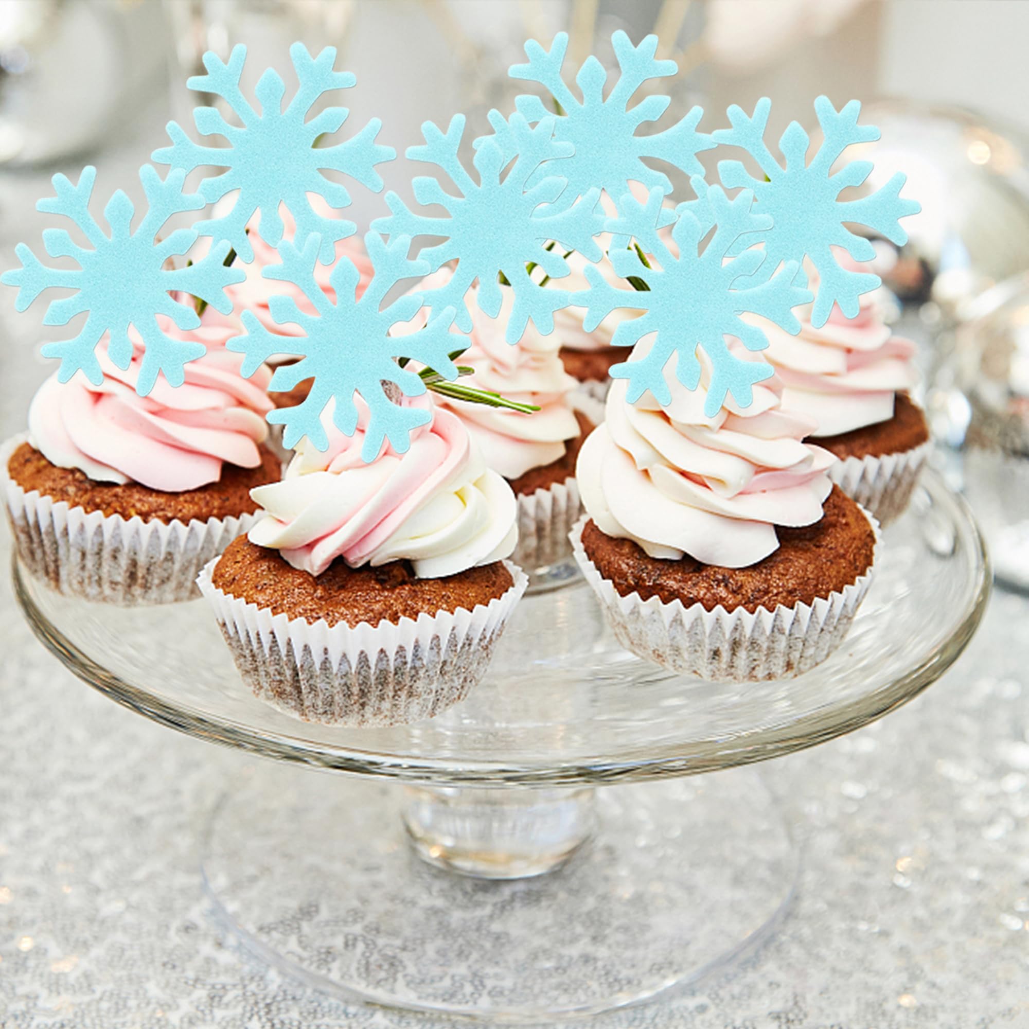 50Pcs Blue White Cupcake Toppe - Meal Prep Frozen 评论和价格