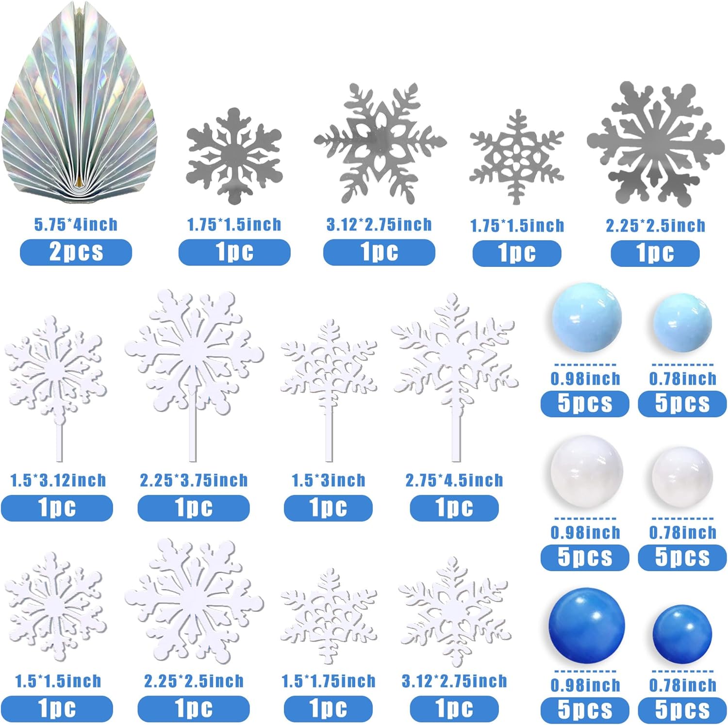44 PCS Snowflake Cake Toppers  - Meal Prep Frozen 评论和价格